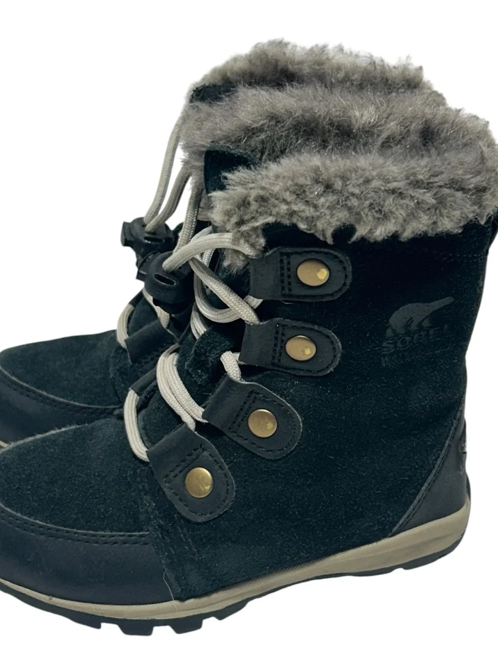 Sorel Kids Black Suede Waterproof Winter Boots Side Toddler/Little Kid 10